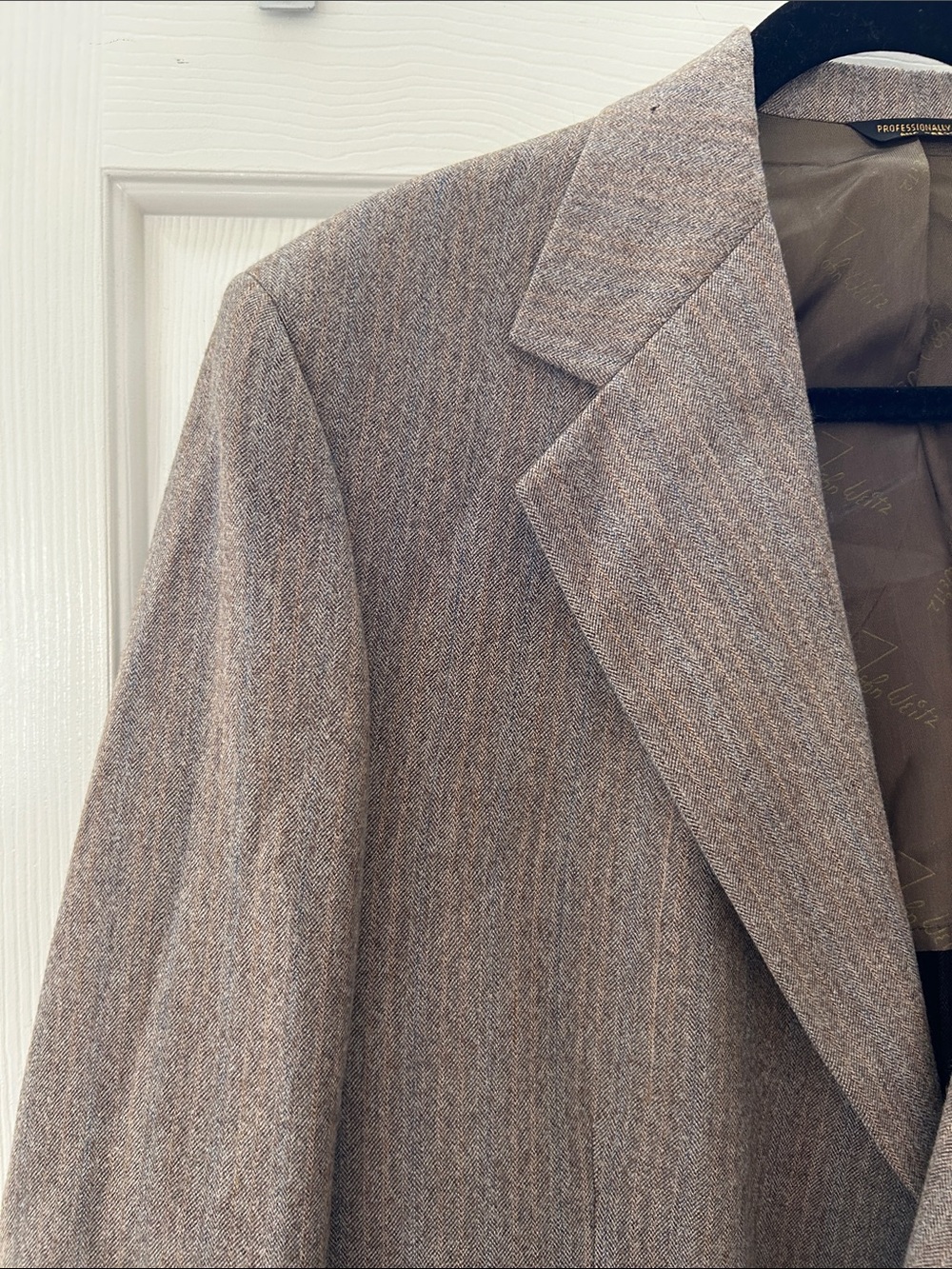 John Weitz Signature Collection 40S Gray Herringbone 100% Wool Sport Coat Blazer - Picture 3 of 8